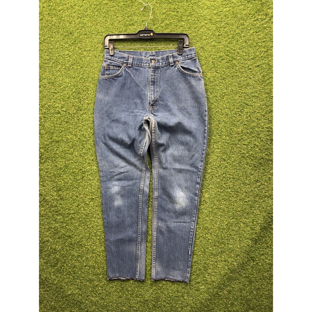 Vintage Levis Orange Tab Jeans Juniors 15 29x29 Tapered Leg Dark Wash Denim 90s